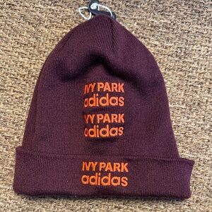 Adidas Ivy Park Beanie - Burgundy and Bright Orange